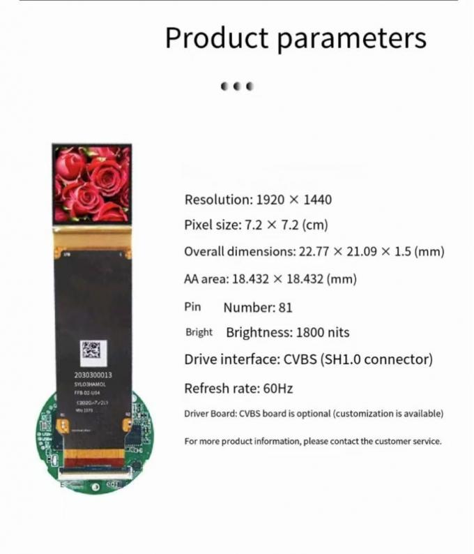 Micro Oled Module Interface 1920*1440 Micro Oled Module 1.03 Inch Small Oled Screen With CVBS Interface