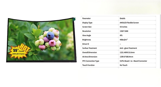 55 Inch Flexible AMOLED Display 1920x1080 MIPI 400cd/M² For Curved TVs