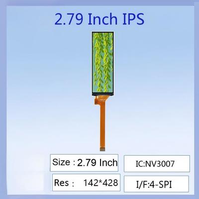 2.79-inch TFT LCD color screen | 142×428 long strip resolution, NV3007 driver, serial port screen, dedicated for industrial equipment status bars, easy to install in narrow spaces, stable display