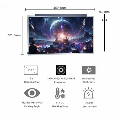15.6-Inch Large FHD Display | 1920×1080 Resolution, EDP Interface, 1000cd/m² High Brightness for Outdoor Digital Signage & Self-Service Kiosks